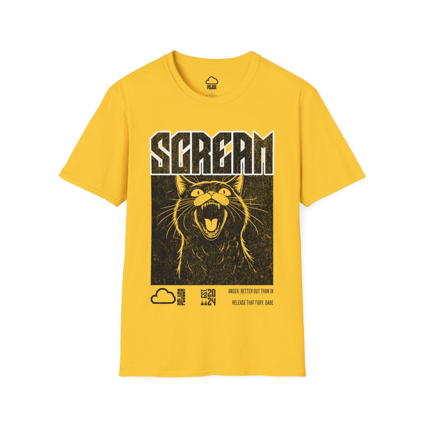 Cat Scream T-shirt - Pelusa Graphics Tees