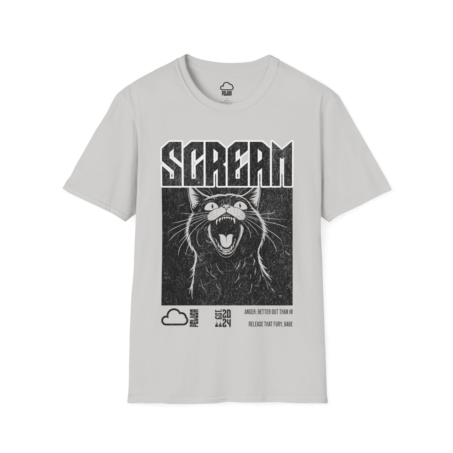 Cat Scream T-shirt - Pelusa Graphics Tees