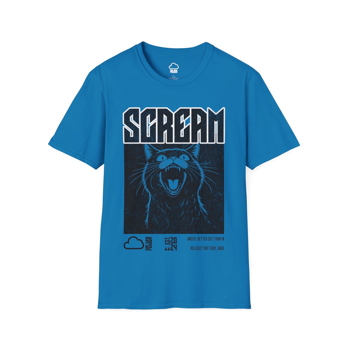 Cat Scream T-shirt - Pelusa Graphics Tees