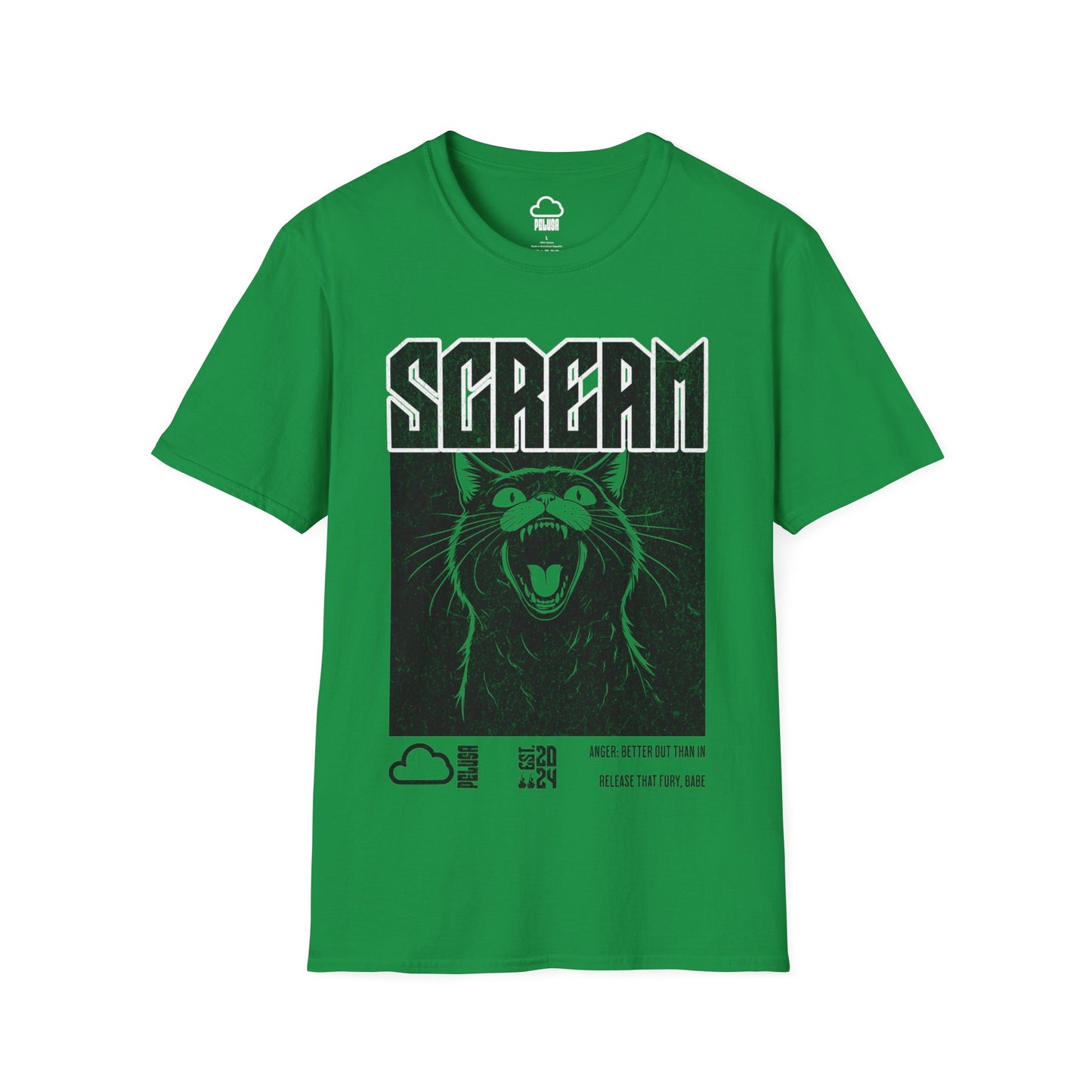 Cat Scream T-shirt - Pelusa Graphics Tees