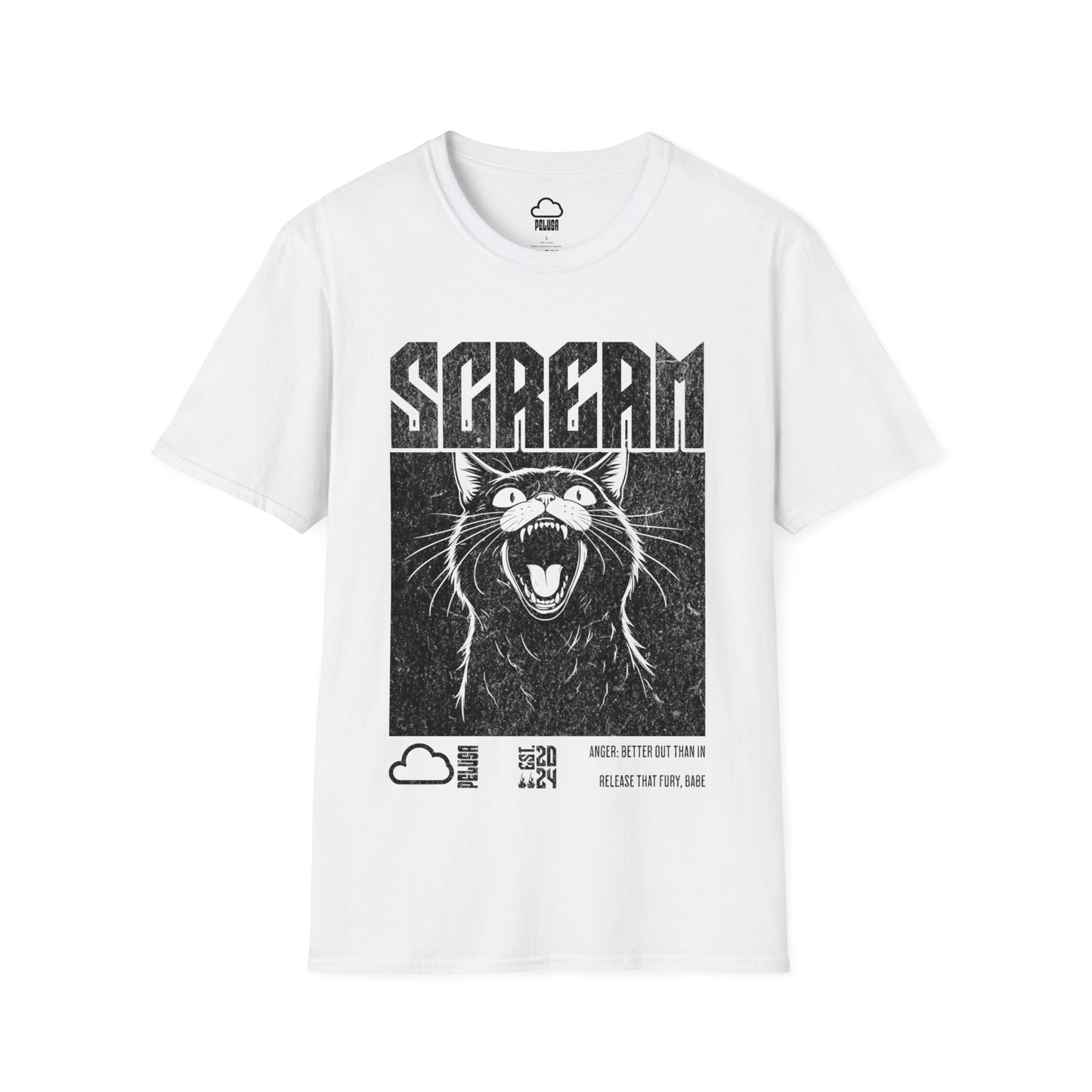 Cat Scream T-shirt - Pelusa Graphics Tees