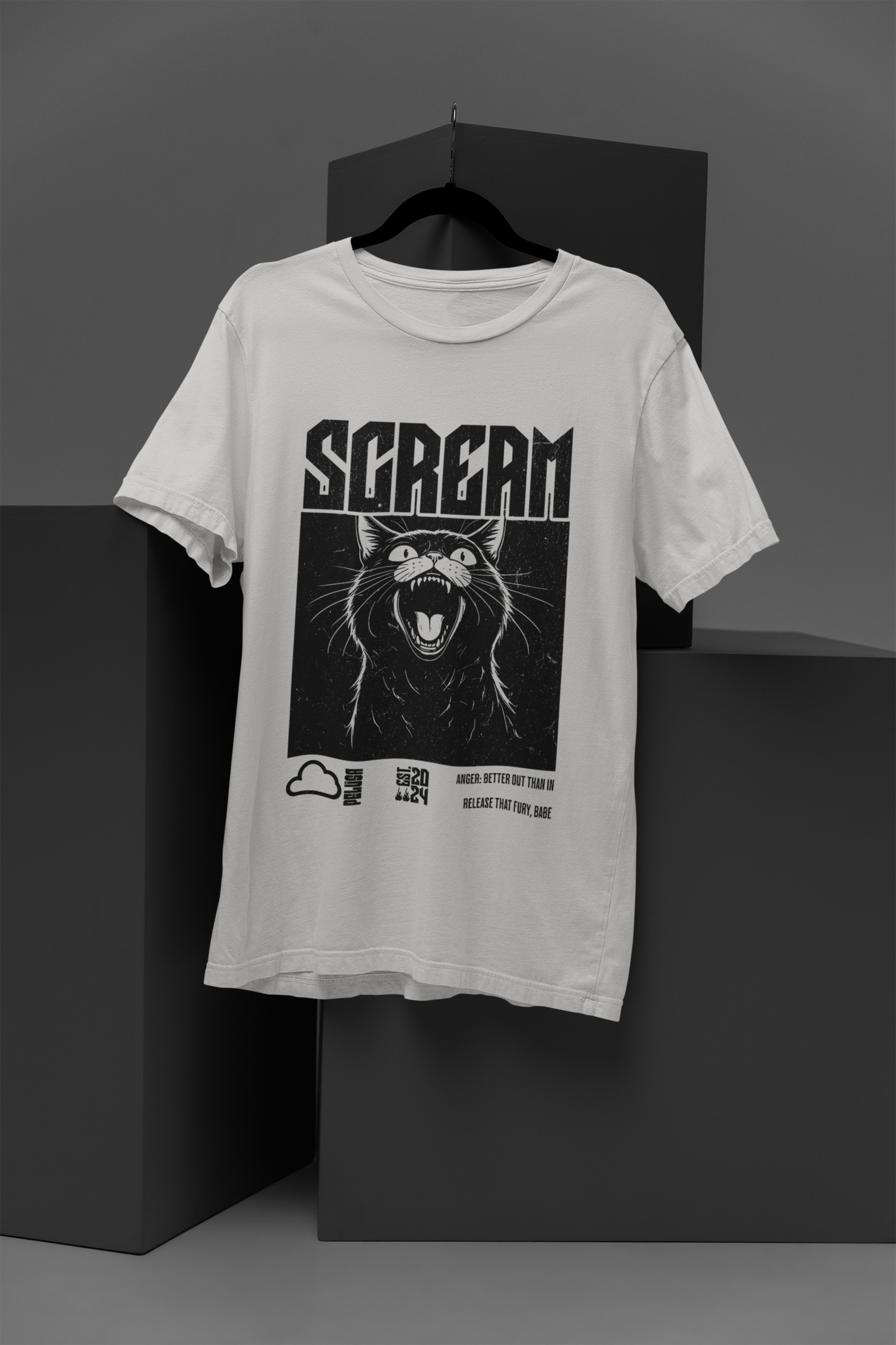 Cat Scream T-shirt - Pelusa Graphics Tees